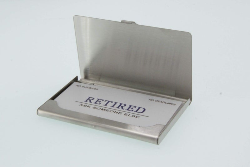 RXBC2011 Retirement card Retired Business Cards Funny Retirement Gift (Pack of 50/With Stainless Steel Case) For Retired Men Women Coworkers Employees Boss Friend Colleague - Image 2